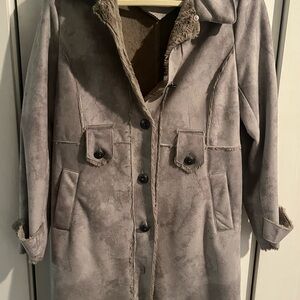Tasha Polizzi Gray Coat with Faux fur lining sz Medium